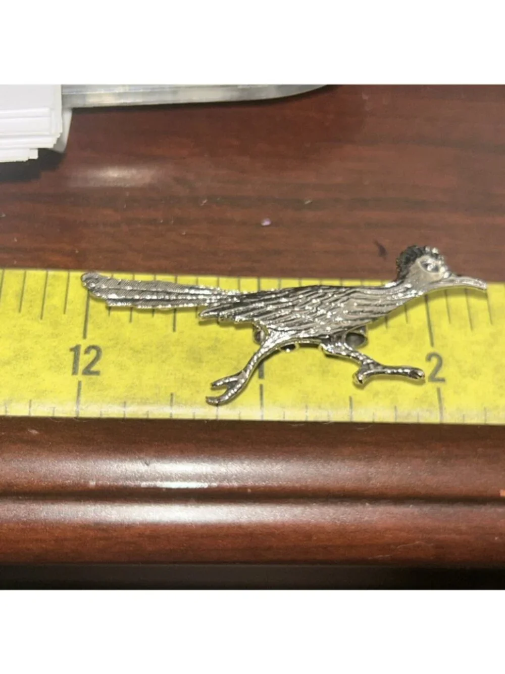 Vintage Rare Road Runner Bird Design Silver Toned Tie Pin 2” New